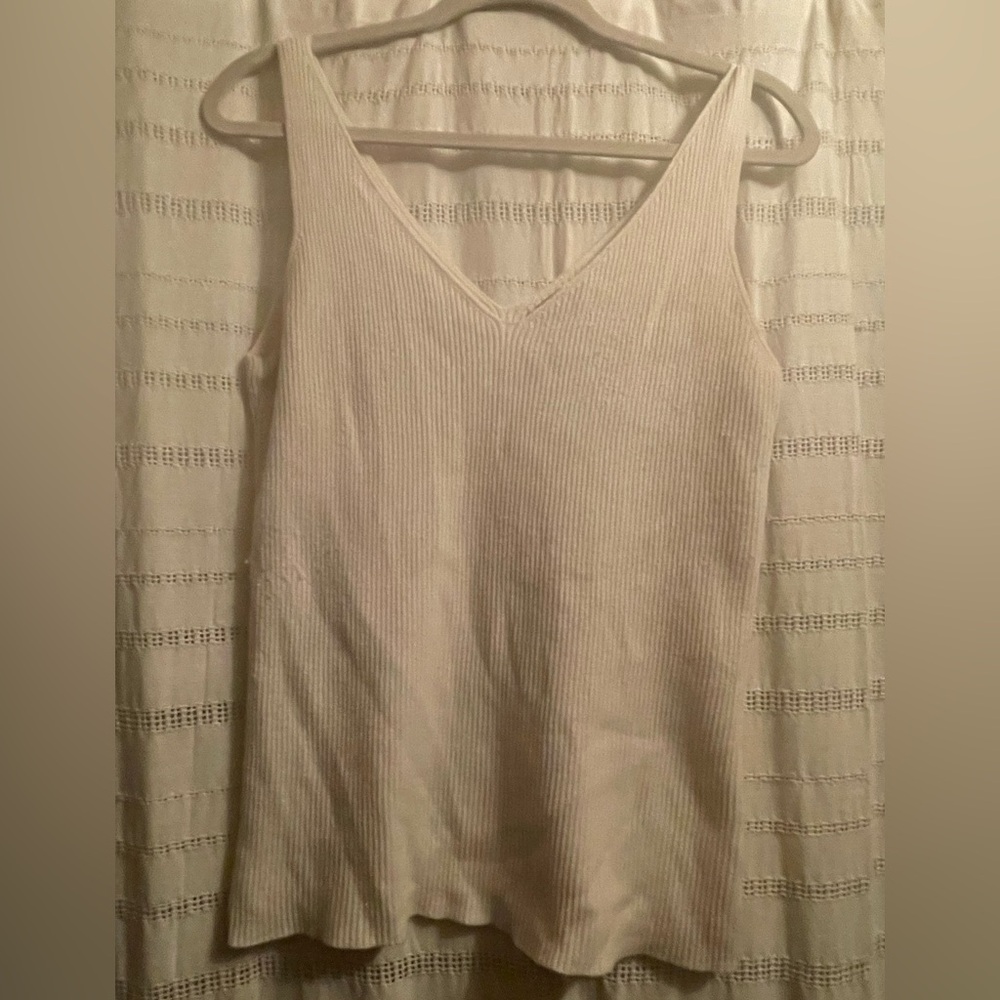 Philosophy Cream Ribbed Tank Top